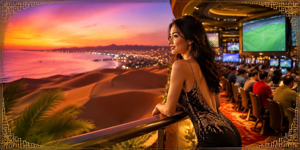 Người dùng tại Mũi Né trải nghiệm cá cược casino trực tuyến với cảnh biển phía sau